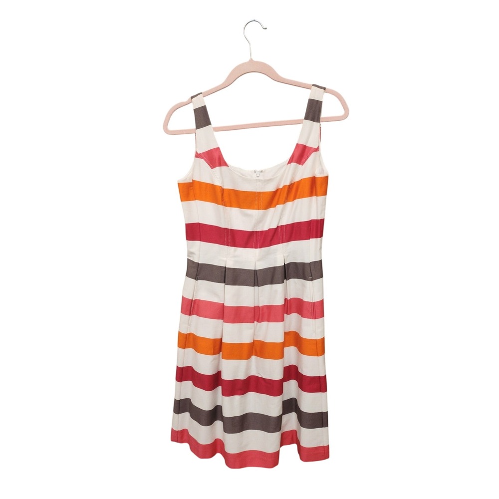 Nine West Womens Striped Fit and Flare Dress Orange Pink Grey Size 4 Sleeveless